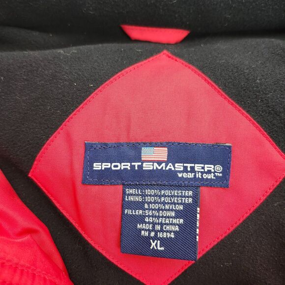 SPORTS MASTER Mens XL Red Puffer Jacket with hidden hood - Picture 7 of 12